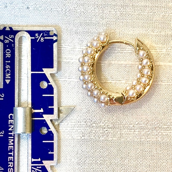 Zara Pearl Pavè Huggie Hoops - Picture 4 of 8